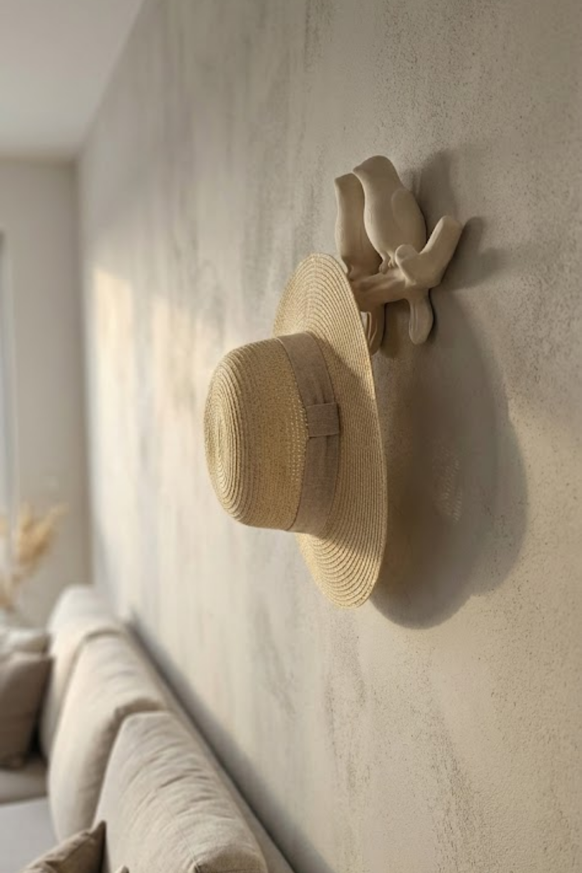 3D Minimal Kuş Duvar Askısı 17x17 cm, Dekoratif Anahtarlık Çanta Askılığı