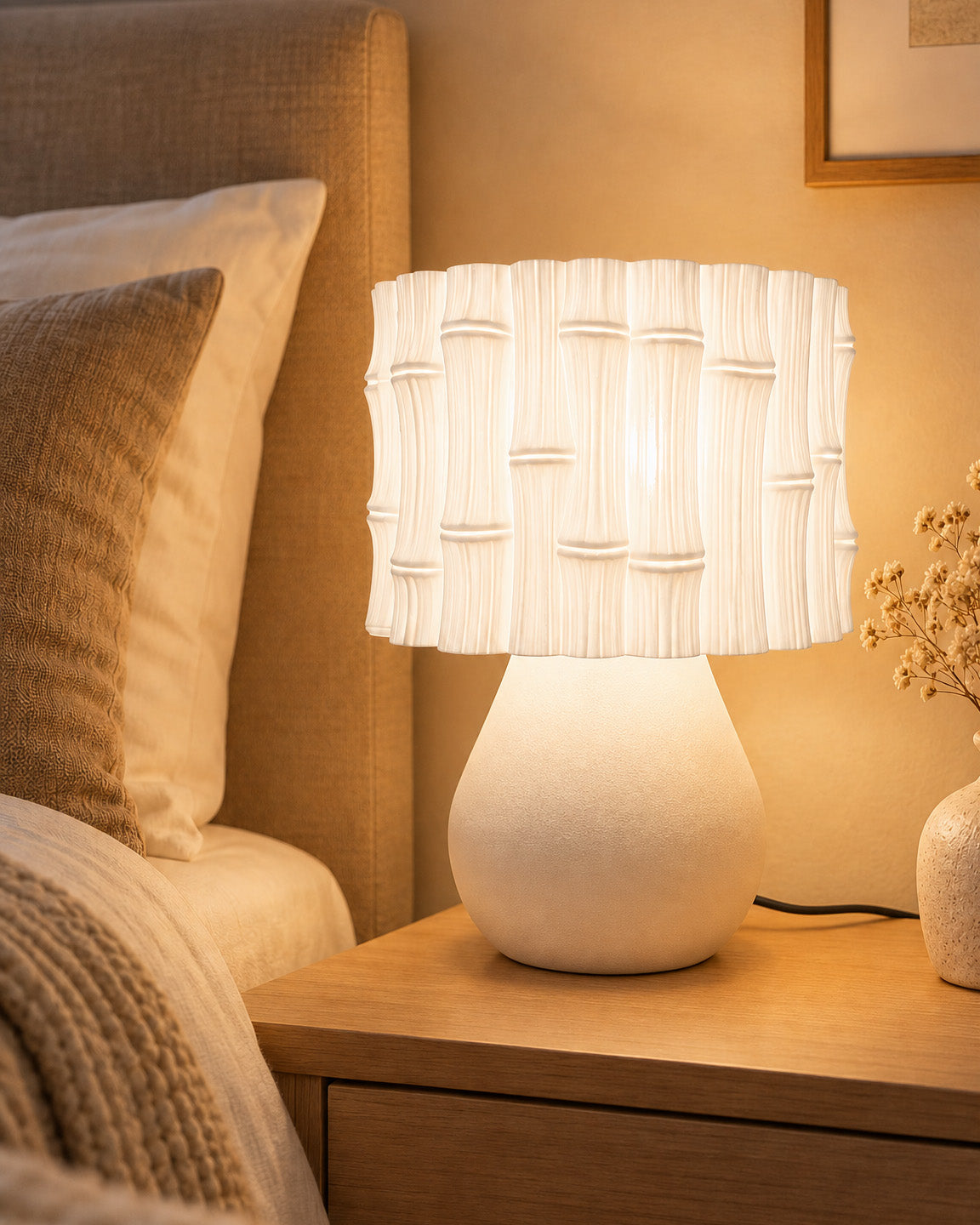Bambu Tasarım Abajur - Gece Lambası - Modern Dekorasyon - Salon, Antre, Yatak Odasına Uygun 24 cm