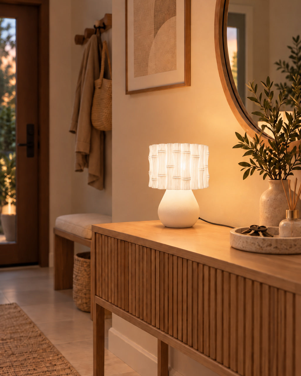 Bambu Tasarım Abajur - Gece Lambası - Modern Dekorasyon - Salon, Antre, Yatak Odasına Uygun 24 cm