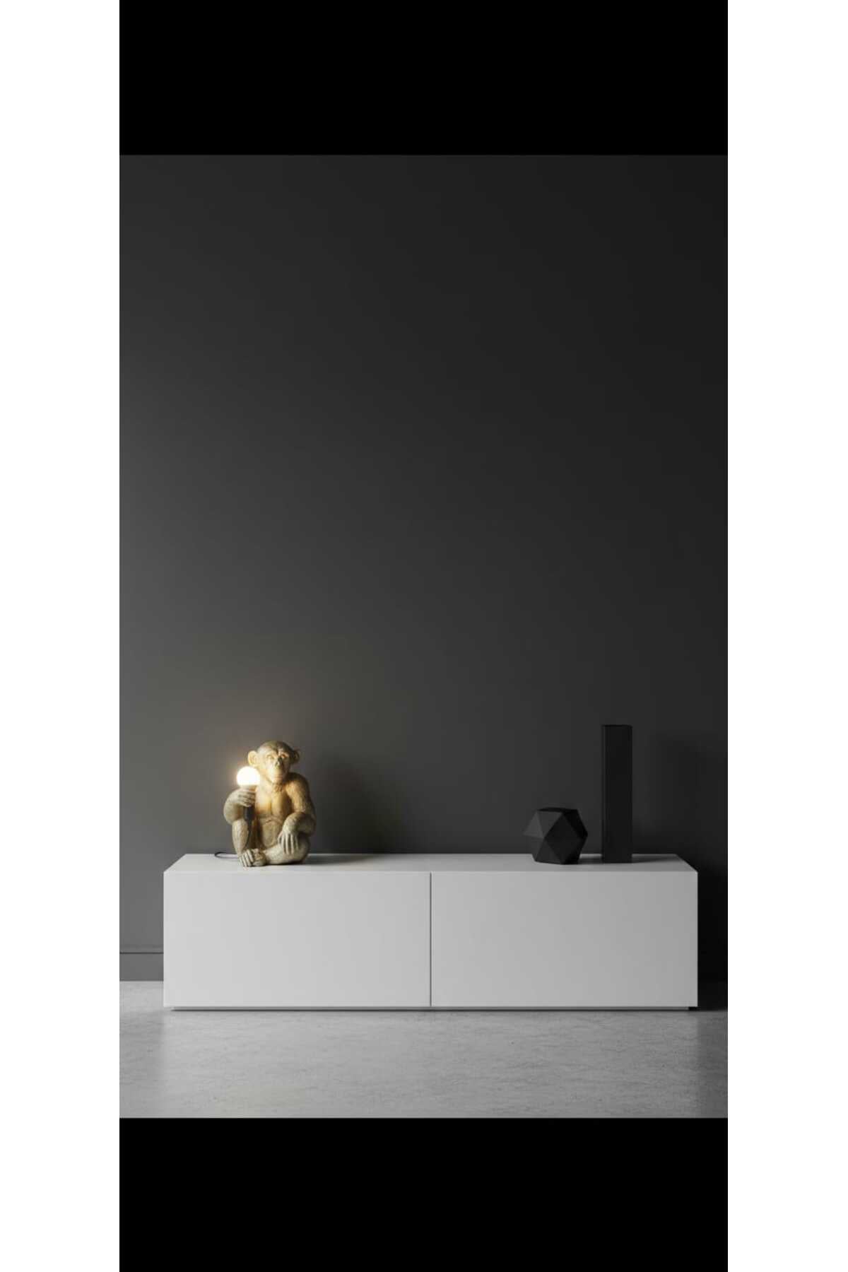 Bronz Renkli Maymun Tasarımlı Dekoratif Lamba Ve Gece Lambası (AMPUL HEDİYEDİR) 35x30 Cm