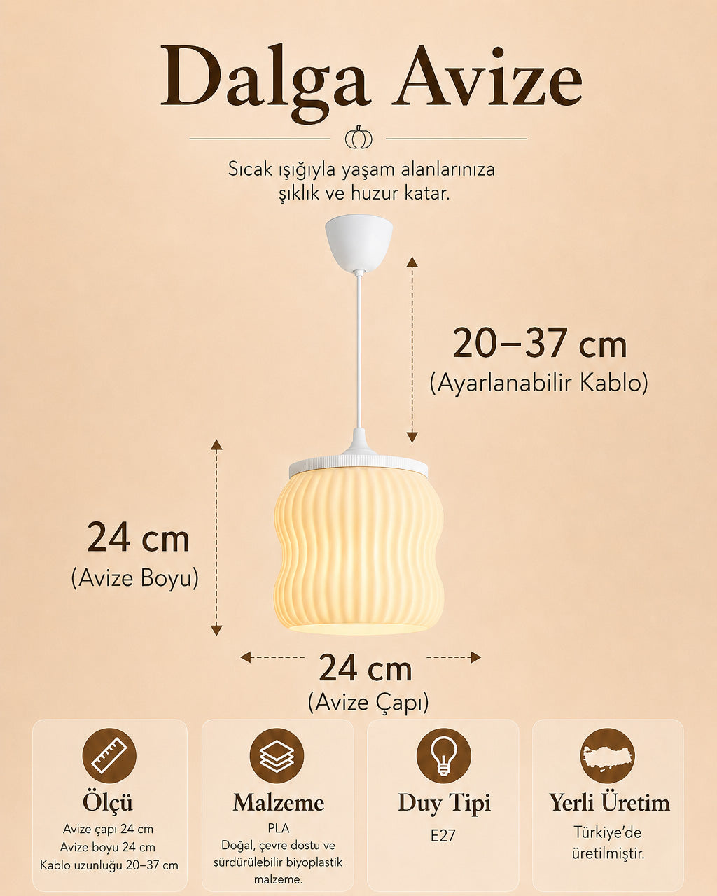 Dalga Avize - Modern Tasarım Sarkıt Avize - Beyaz