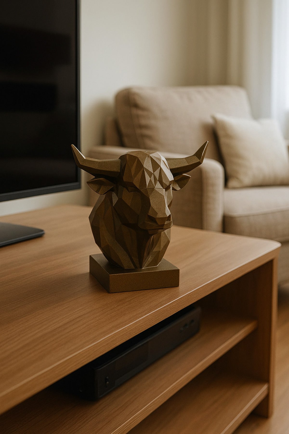 Dekoratif Büst Boğa Heykel Özel Tasarım 3D Hediye 12x16 Cm