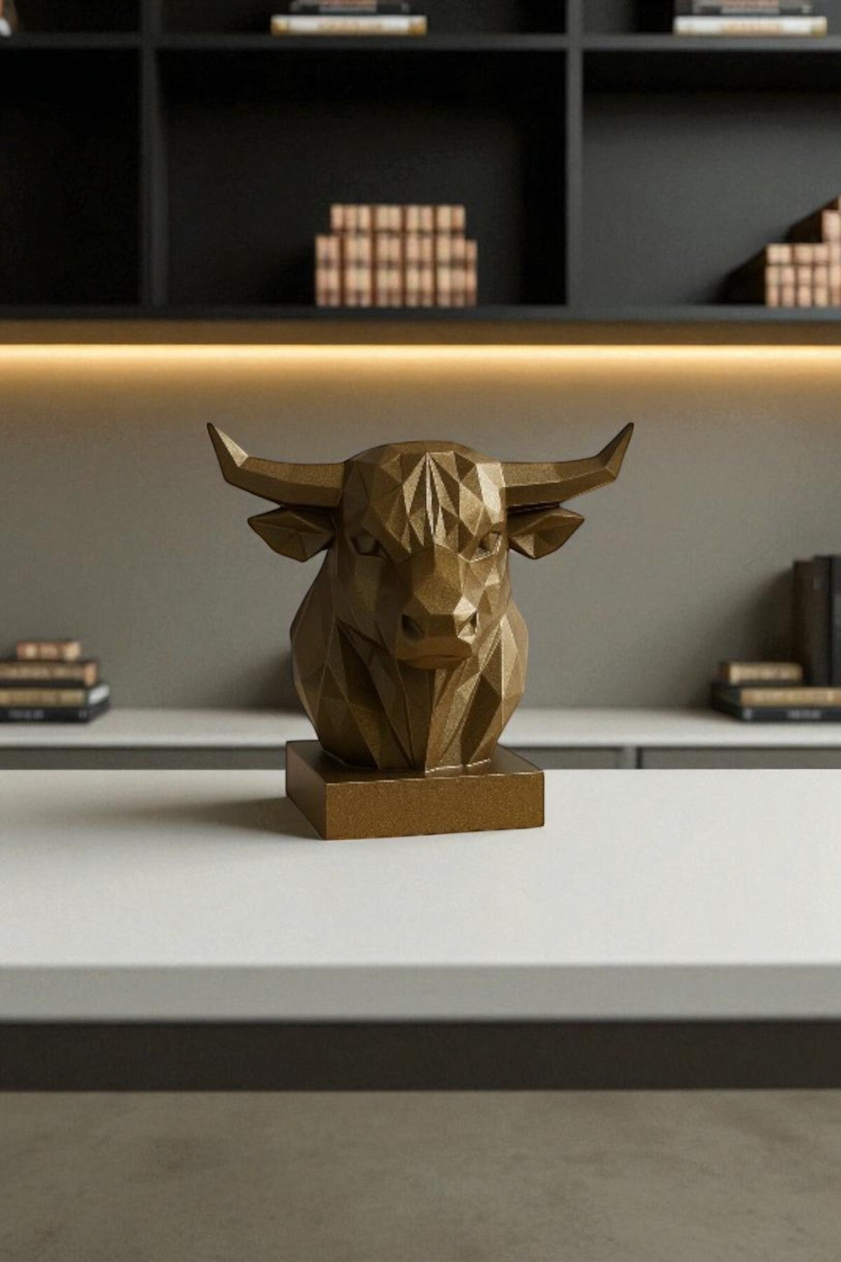 Dekoratif Büst Boğa Heykel Özel Tasarım 3D Hediye 12x16 Cm