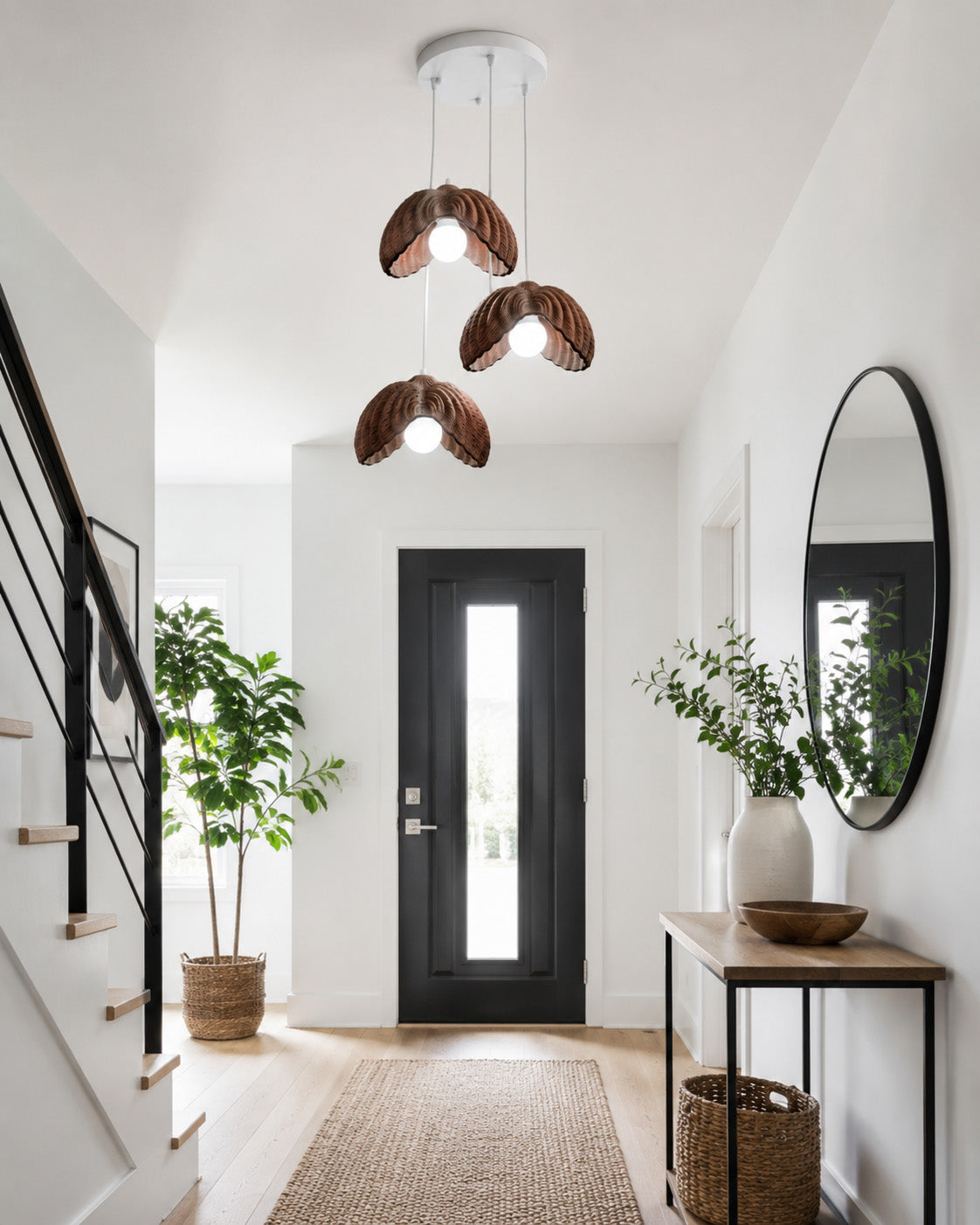 Lotus Çiçek Tasarım 3'lü Avize - Modern Gece Lambası - Kahverengi