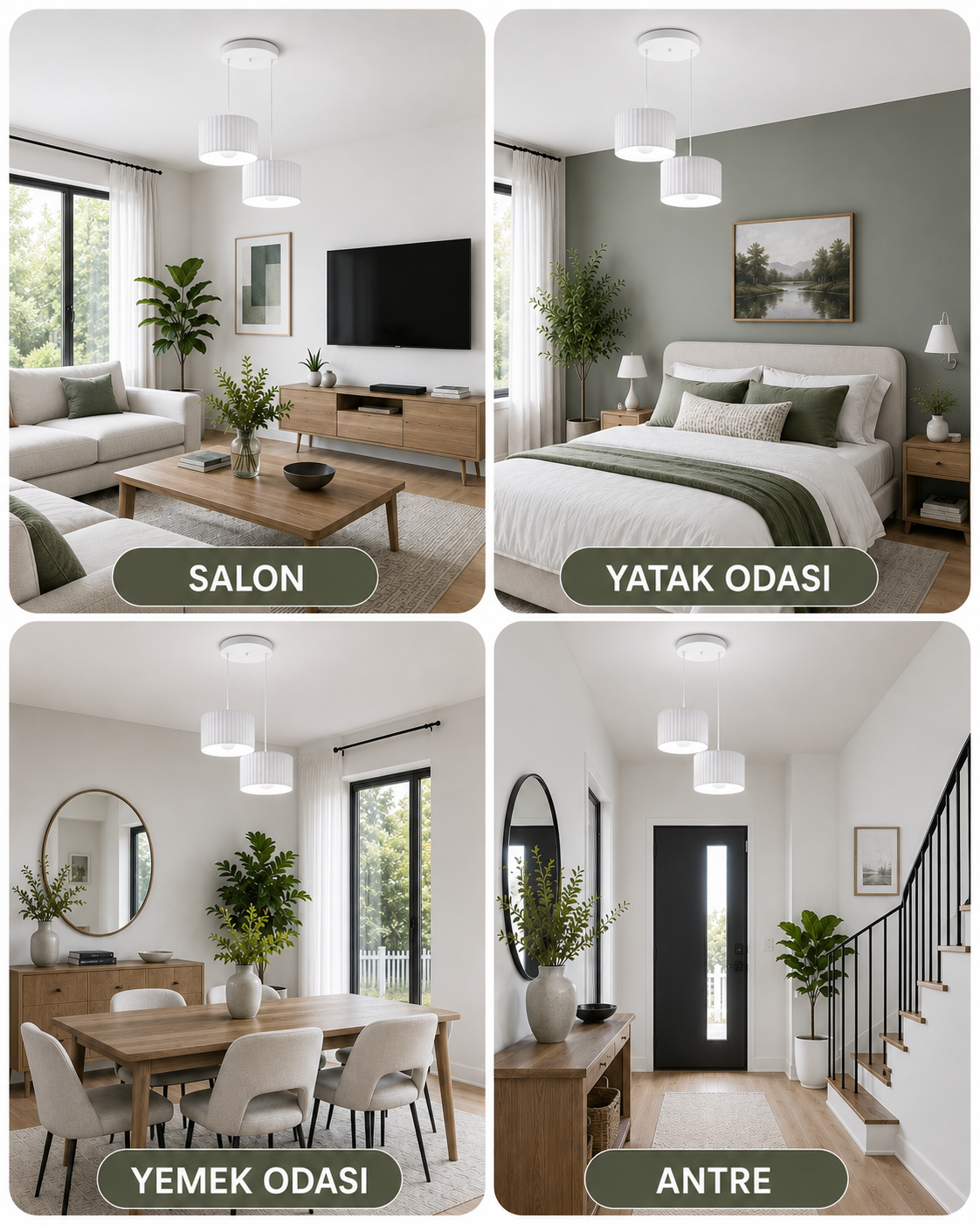 Lüx Avize - Dekoratif Sarkıt Avize - 2'li Beyaz