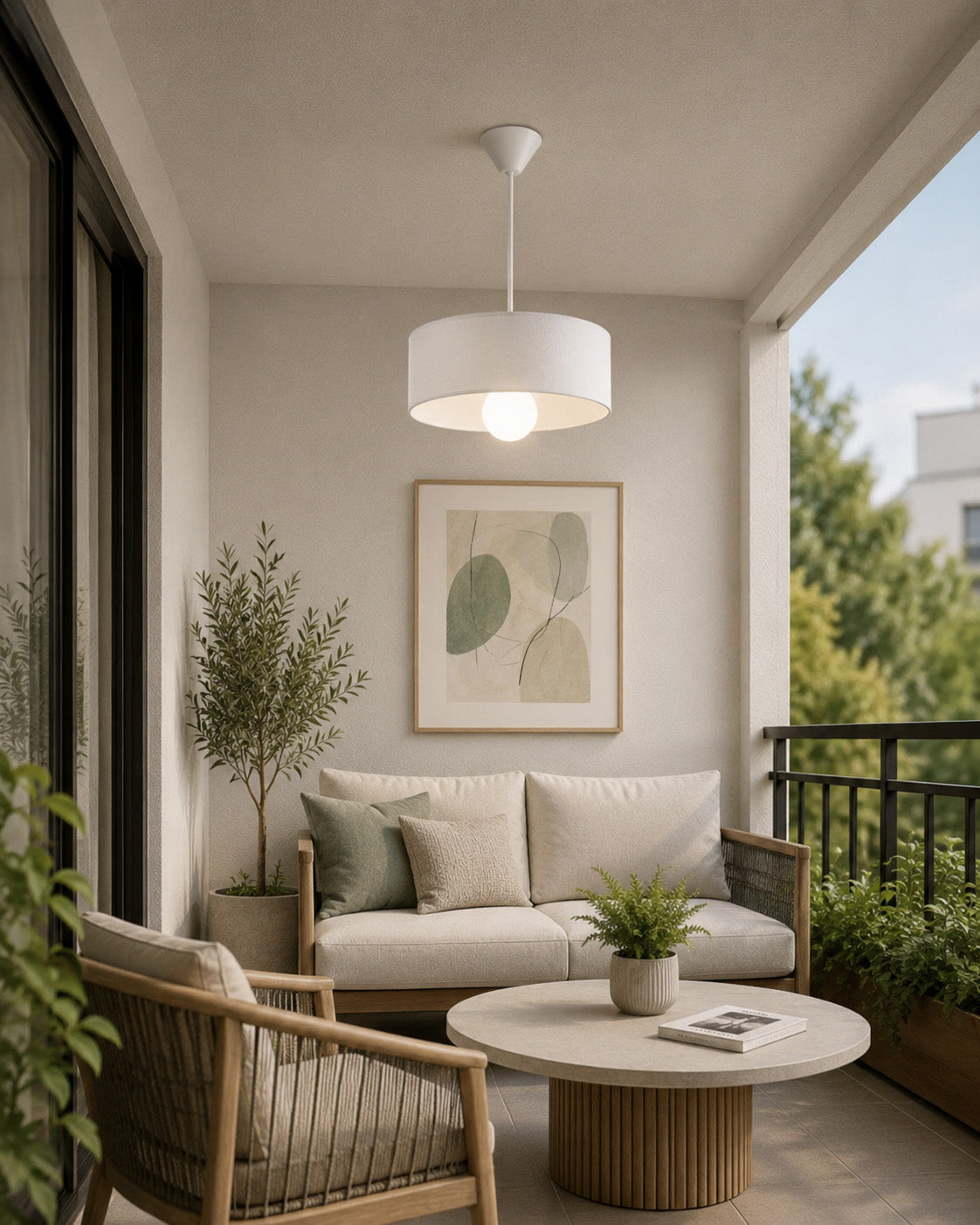 Oval Tip Sarkıt Avize - Beyaz