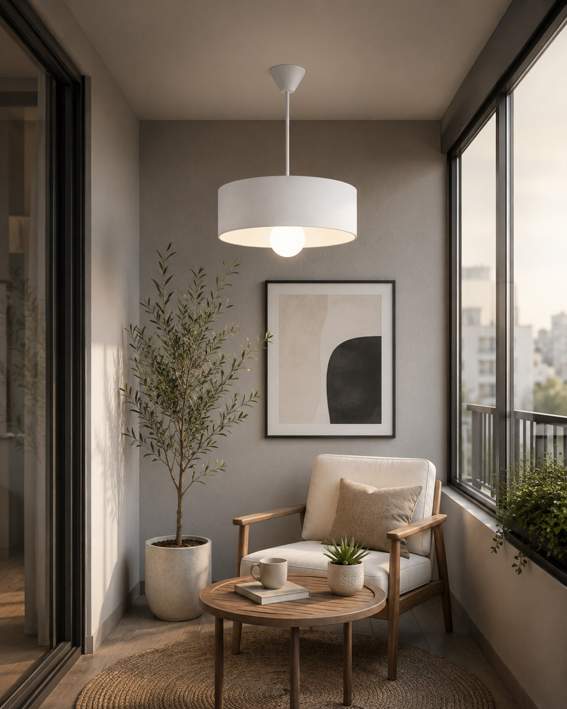 Oval Tip Sarkıt Avize - Beyaz