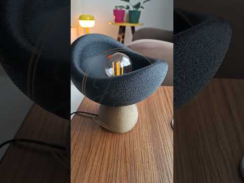Luna Abajur - Siyah/Bronz - Beton Dokulu, Dekoratif Abajur