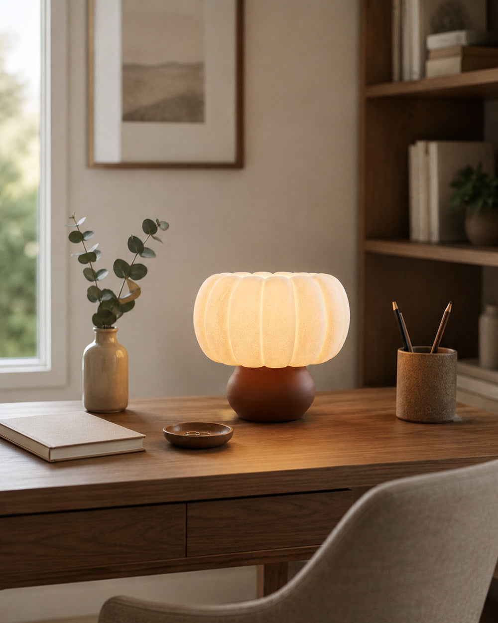 Pumpkin Abajur - Beyaz/Kahve