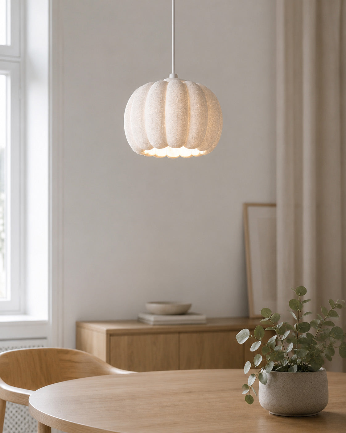 Pumpkin Avize - Modern Tasarım Sarkıt Avize - Beyaz