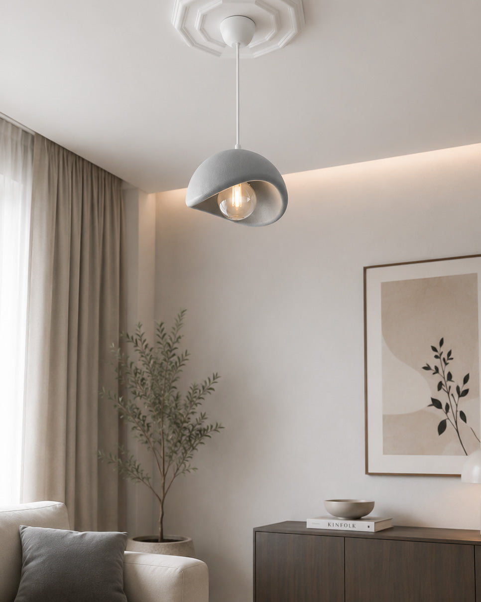 Solea Avize - Gri - Beton Görünümlü Özel Dokuya Sahip Sarkıt Modern Avize