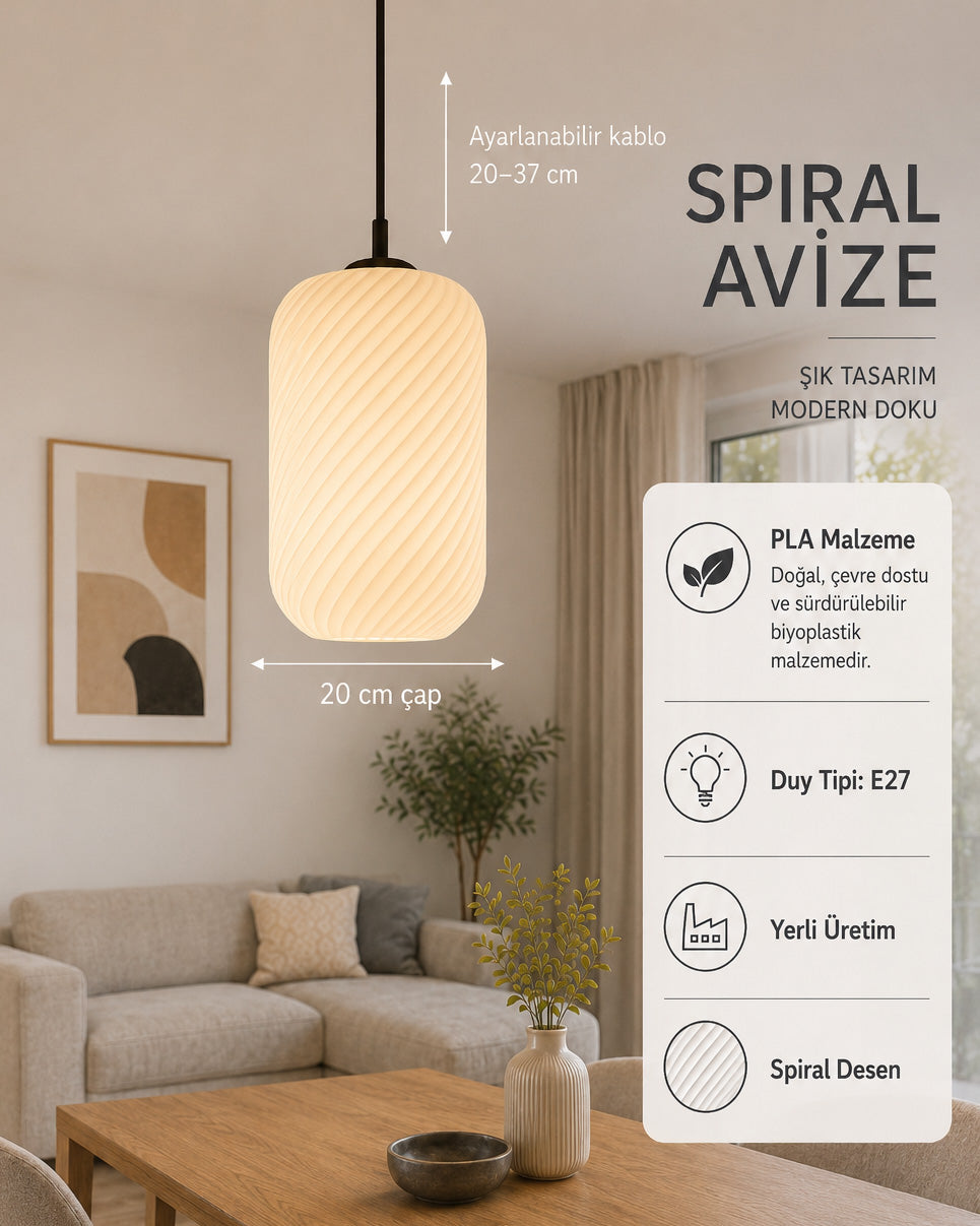 Spiral Desenli Avize - Beyaz