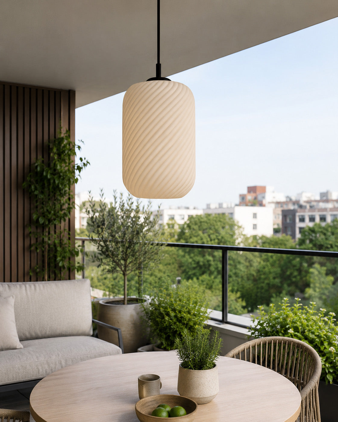 Spiral Desenli Avize - Beyaz