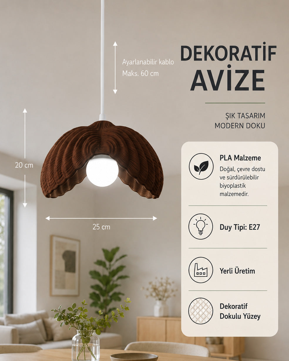 Wings Kanat Form Avize - Yatak Odası, Salon İçin Sarkıt Avize - Kahverengi